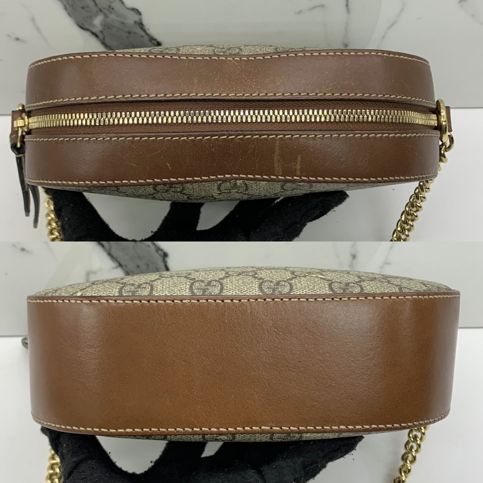 GUCCI 409535 BROWN GG SUPREME MINI CHAIN SHOULDER BAG 247053396 WE