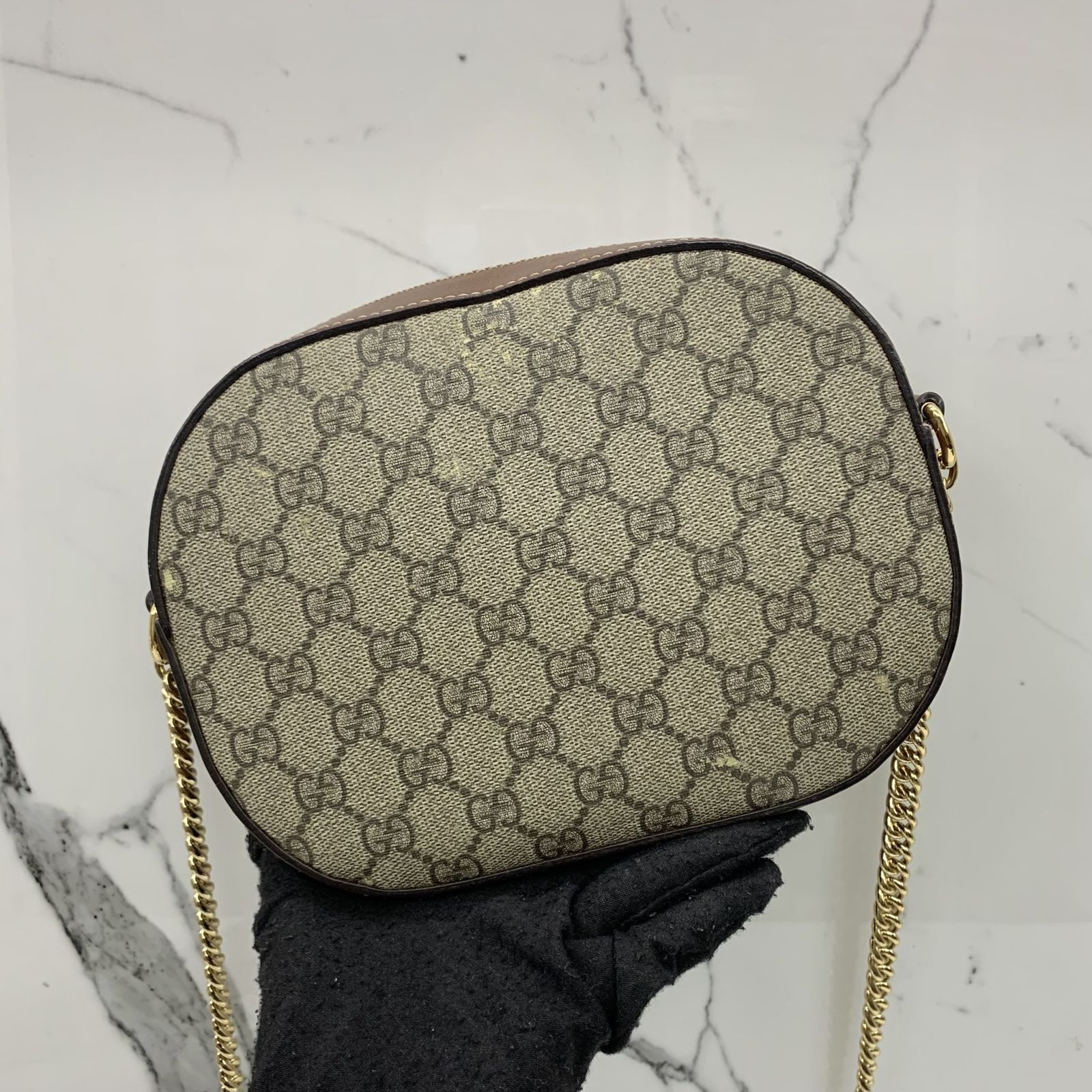 GUCCI 409535 BROWN GG SUPREME MINI CHAIN SHOULDER BAG 247053396 WE