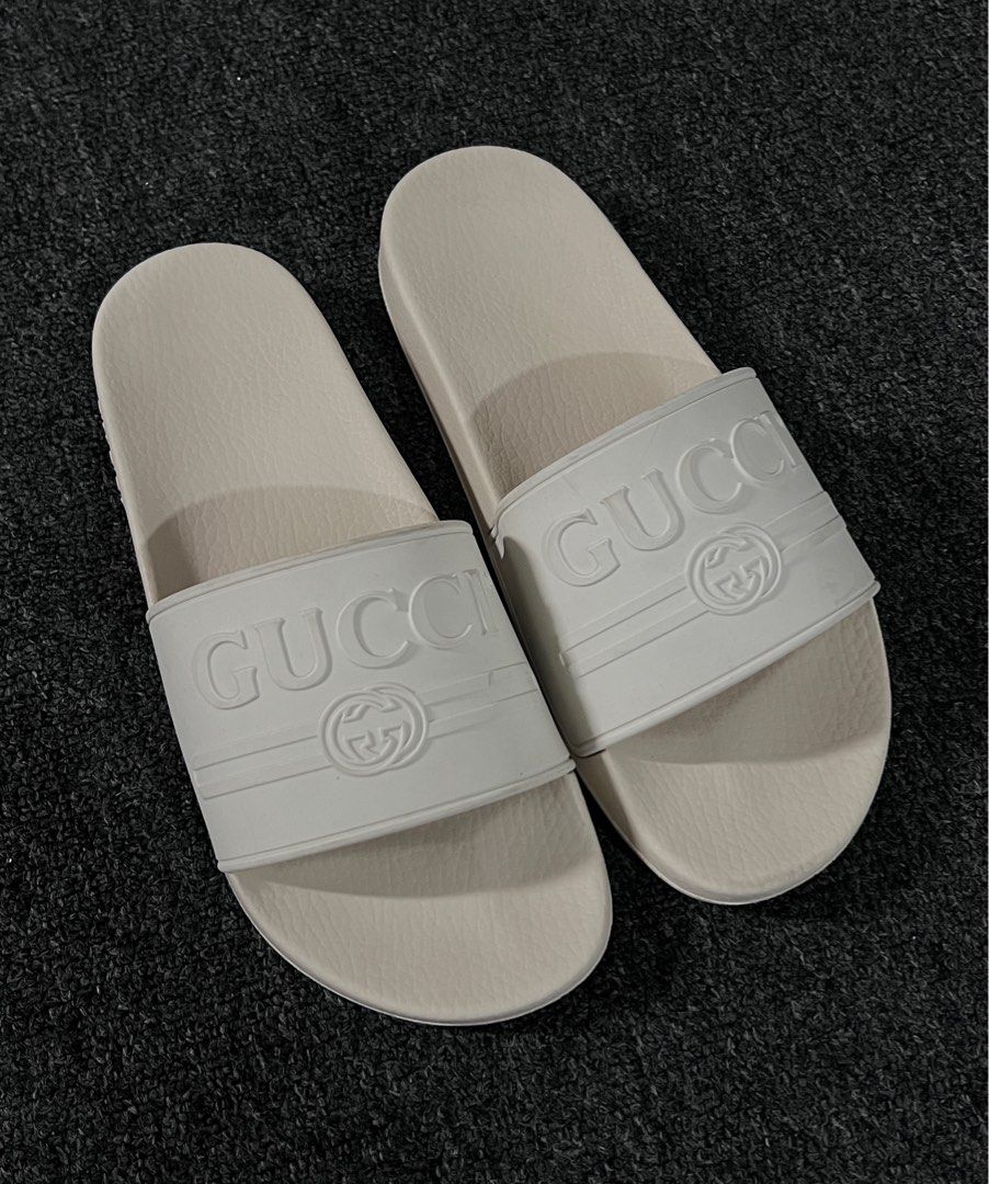 GUCCI CLASSIC LOGO SANDALS SLIDES EUR42 FIT UK8 UK9 Luxury Sneakers Footwear on Carousell