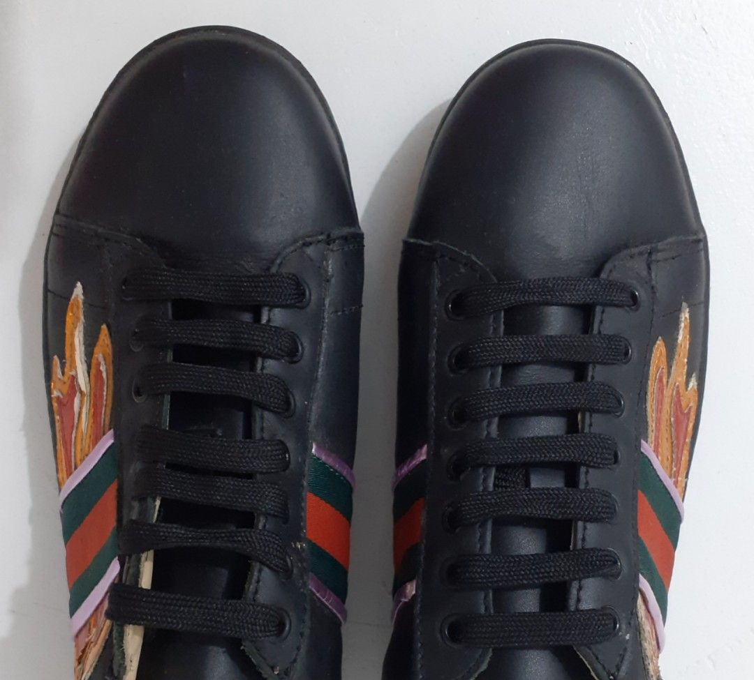 GUCCI FLAME ACE LOW CUT BLACK SNEAKERS