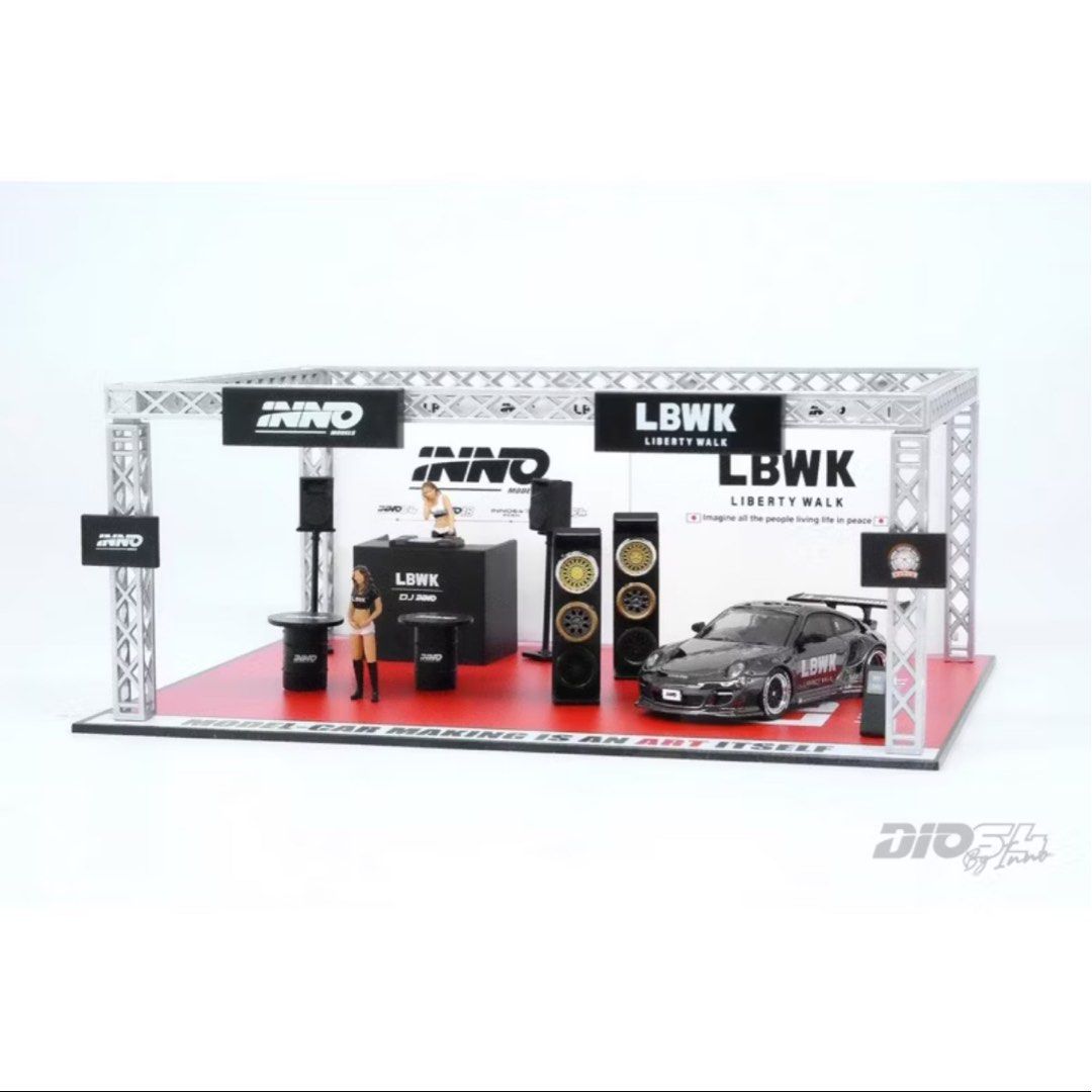 inno64 イノモデルAuto Salon diorama ポルシェ911 INNO Models 1:64 Liberty Walk Auto Salon Diorama Set with 1