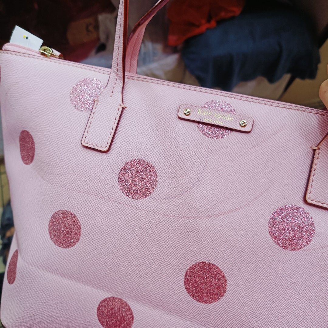 Kate spade hani haven lane pink glitter tote bag on sale