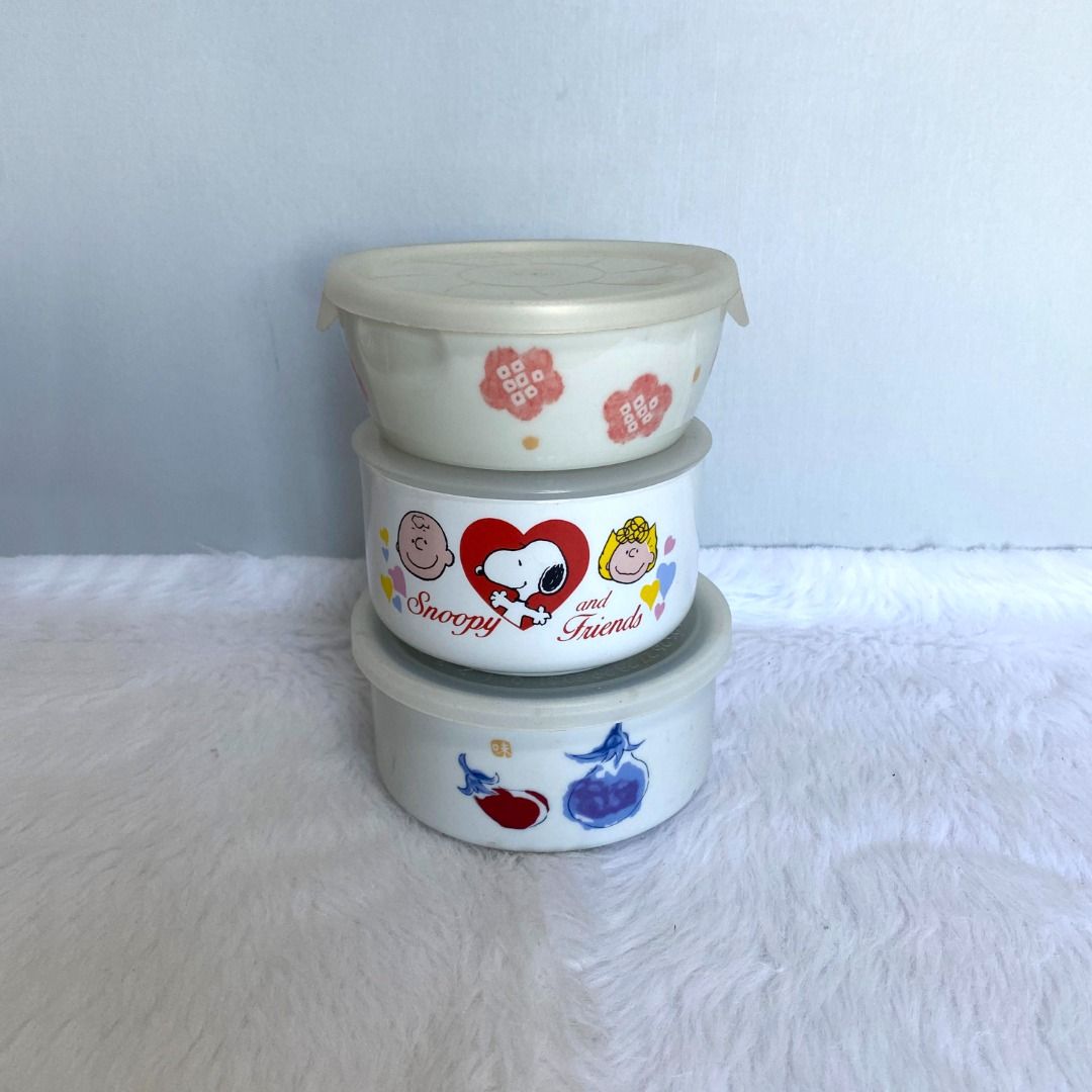 Lot of 3 Printed Ceramic Food Storage Container with Cover (Category: Food Organization & Storage) located in Consolacion. Submitted by posh_avenue_home (Listing ID 1331684892, Image 2). Description: In very good condition. From Japan. 2" x 4"; 2" x 4.5"; 2.5" x 4". .