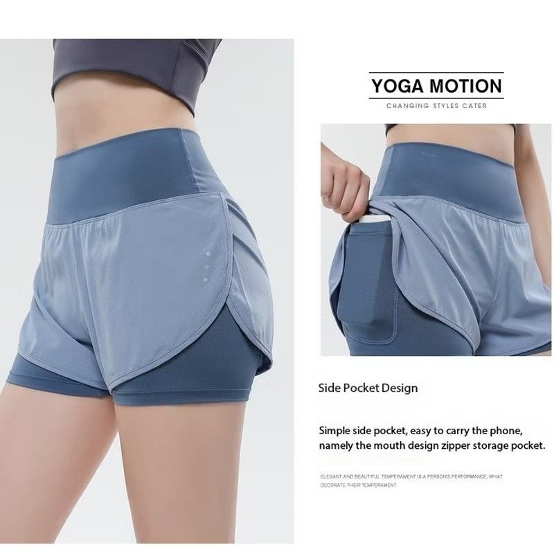 Lululemon Anti slip fake two piece sports short summer loose shorts Brand New Ready Stocks
