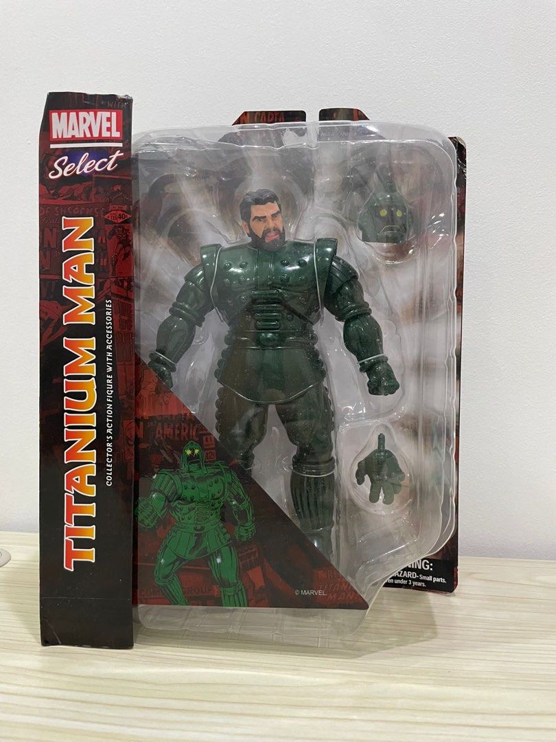 Marvel Select Titanium Man (Category: Toy Figures) located in Singapore. Submitted by cotangent (Listing ID 1331619621, Image 2). Description: Brand new sealed Note the creased corners that came with it when i purchased Ang Mo Kio ( weekday afternoon) / Tampines (evening).