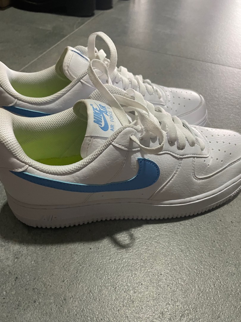 white air force with blue check