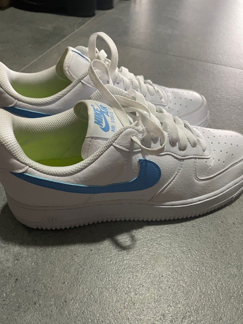 Nike blue check Air Force 1 07 university blue Women s Fashion Footwear Sneakers on Carousell