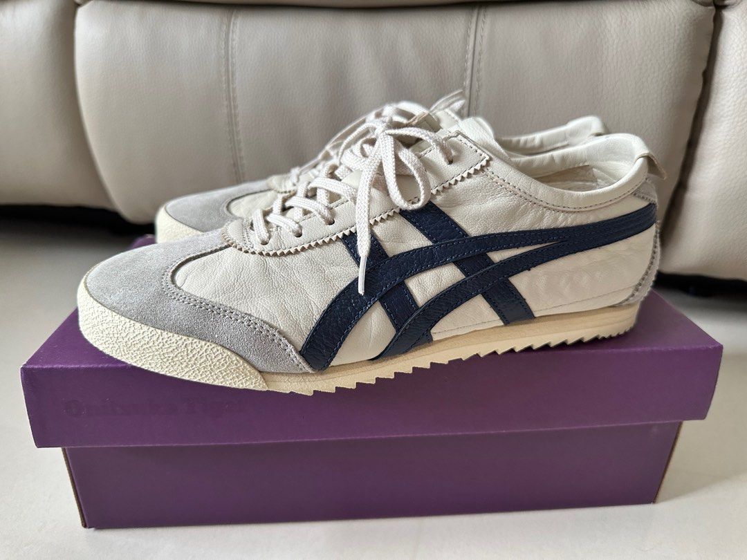 Onitsuka Tiger Mexico 66 Deluxe Nippon Made (Category: Sneakers) located in Singapore. Submitted by jaceelyn (Listing ID 1331623393, Image 2). Description: EUR39/US7.5/UK5.5 Bought from Japan in Sep 2024, with box and receipt (as proof of authenticity) Popular indigo blue design! Worn once, like new, condition as seen in pictures. All tags are in boxes. .