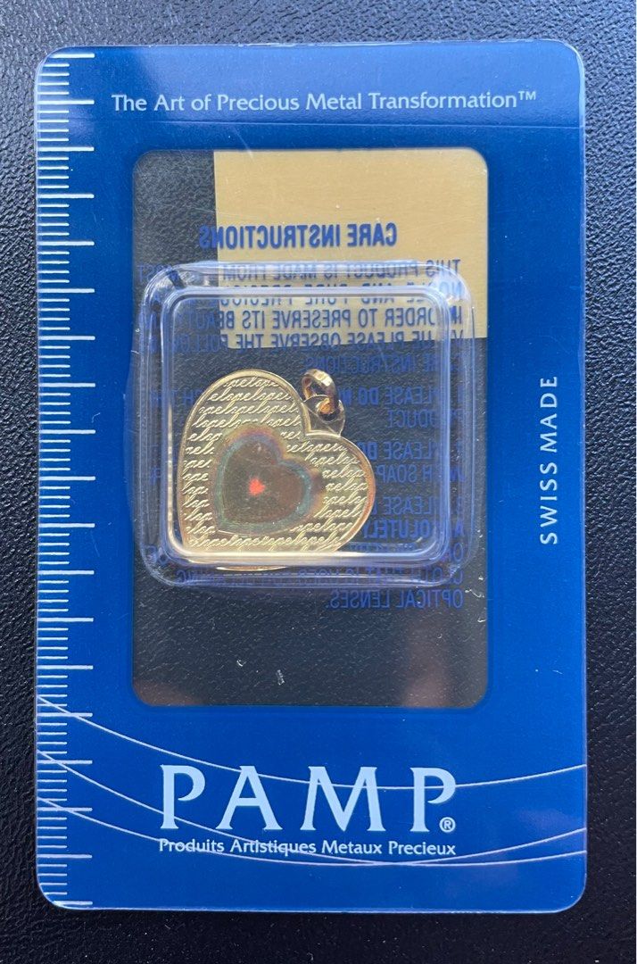 Pamp Suisse Gram Love Heart Holographic Gold Pendant (9999
