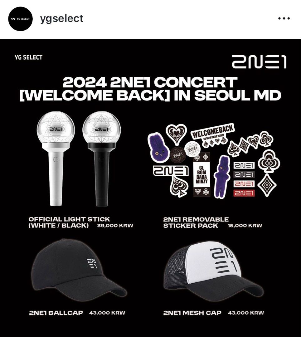 2NE1 [WELCOME BACK] IN SEOUL EVENT キャップ 2NE1 CONCERT [WELCOME BACK] ENCORE IN SEOUL OFFICIAL