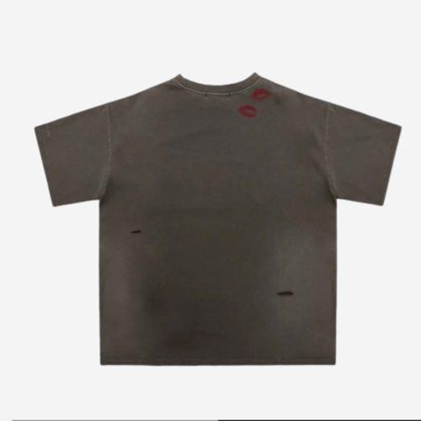 【PROJECT G/R】Blow Me Washed T-Shirt Brown PROJECT G R T-Shirt Blow Me A Kiss Tee -- Cotton BRW Plain