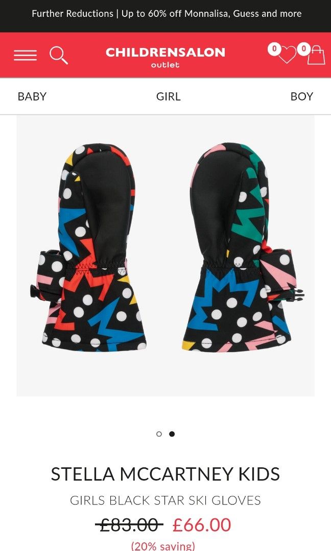Stella McCartney Black ski Gloves, Babies & Kids, Babies & Kids