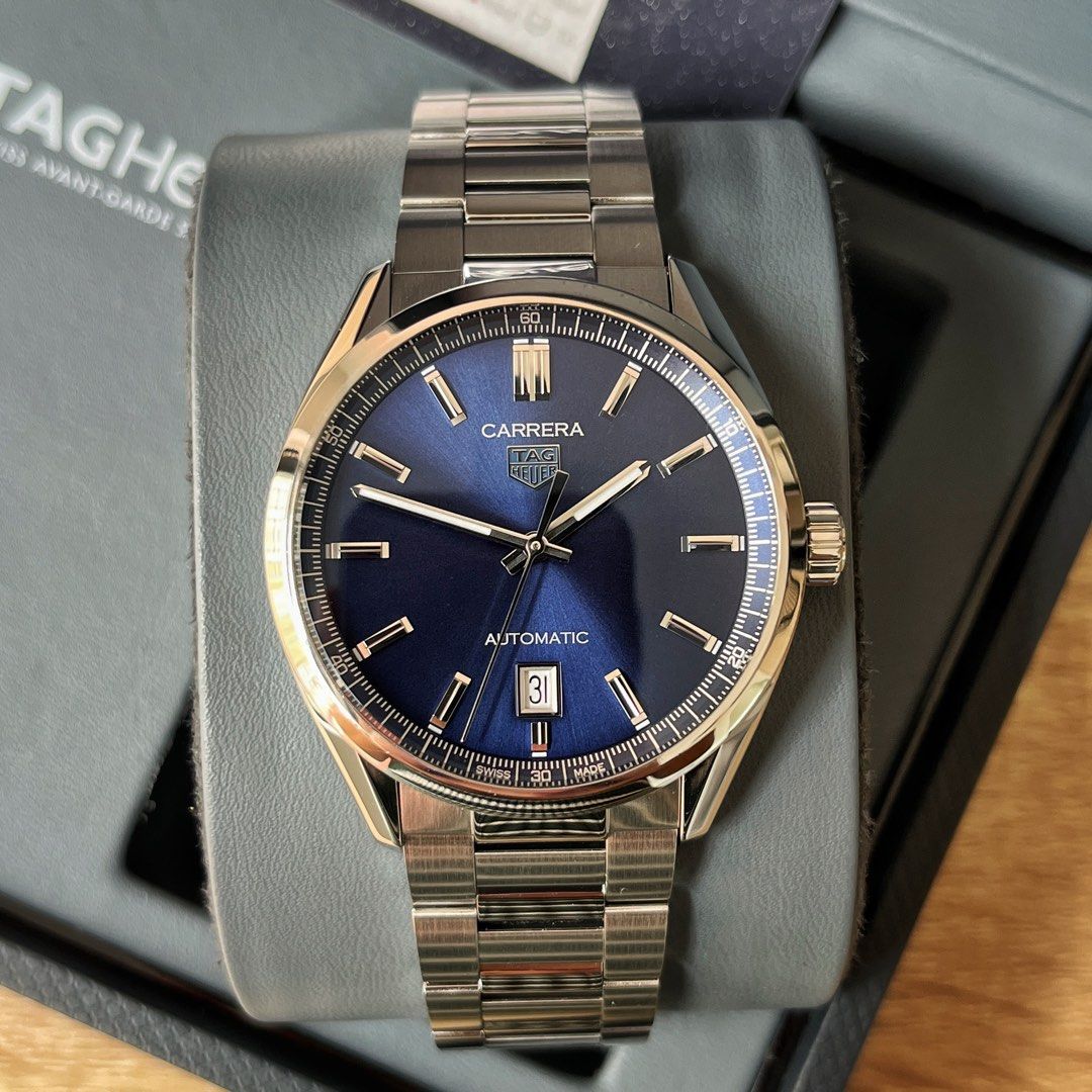 Tag Heuer Carrera Calibre 5 Blue Latest Model Men s Fashion Watches Accessories Watches on Carousell