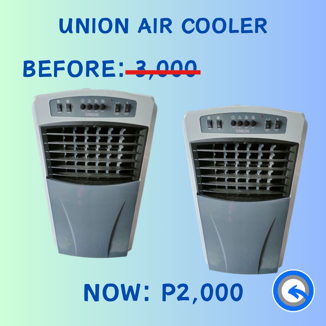 UNION AIR COOLER (Category: Air Conditioning and Heating) located in San Pedro. Submitted by cgi.saversplustrading (Listing ID 1253169906, Image 1). Description: UNION AIR COOLER 📌 LAST PIECE AVAILABLE ‼️ Grab it now ‼️ 📌 SALE‼️ SALE‼️ SALE‼️ 📌 BEFORE : Php 3,000 📌 NOW : Php 2,500 📌 Model : UGAC-004 📌 Description 7.0 L PERFECT TIMING AIR COOLER 📌 Dimension (LxWxH): 305x394x724mm 📌 Wattage (min/max): 60W/65W 📌 "First to pay" basis 📌 Colo