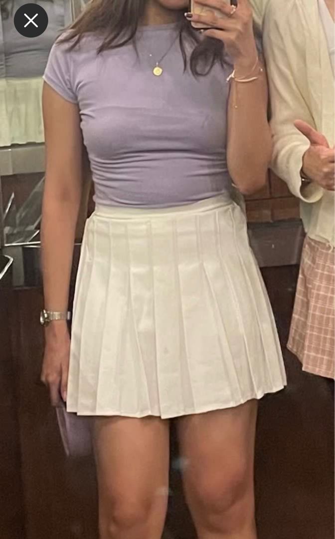 White tennis skirt (Category: Skirts) located in Malabon City. Submitted by krishaaec (Listing ID 1331670305, Image 3). Description: - used once only for halloween party (see last pic for when worn) - may shorts underneath .