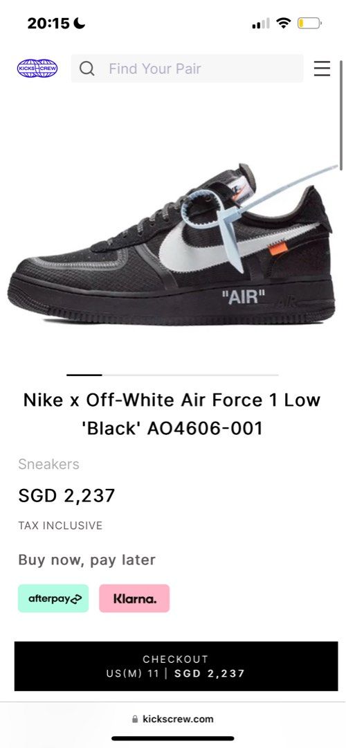 WTS WTT Nike x Off White Air Force 1 Low Black Luxury Sneakers Footwear on Carousell