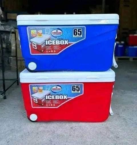 65L OROCAN Ice Box cooler with wheels (Category: Storage Boxes & Baskets) located in Manila. Submitted by kellychz (Listing ID 1328635715, Image 1). Description: Ice Box cooler ❤️❤️❤️❤️❤️❤️🩵🩵🩵🩵 SAME DAY DELIVERY BRAND NEW 💗💗💗 Cod or gcash.