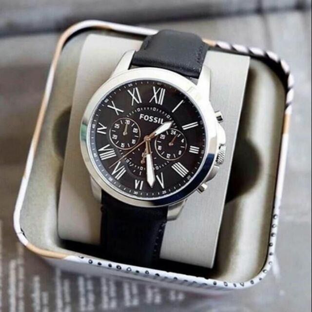 DIWALI SALE Fossil Grant Chrono Black Leather Watch FS4812