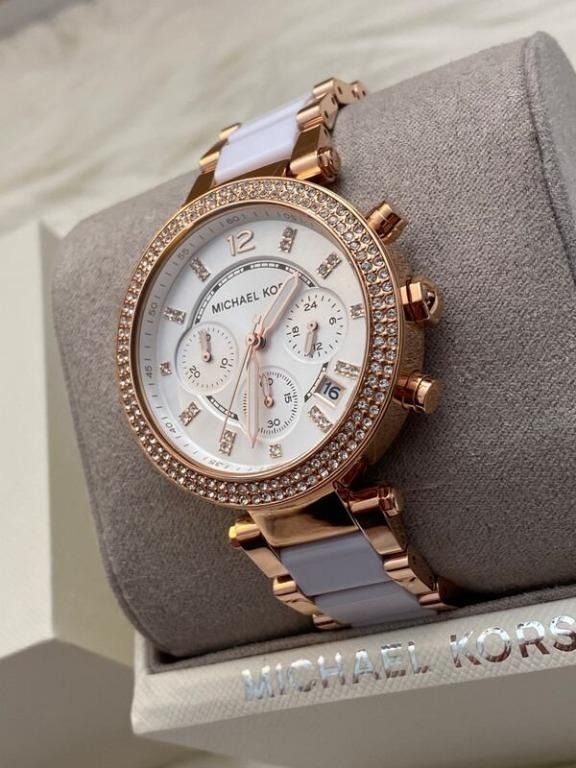 DIWALI SALE Michael Kors Parker Women s White Rose Gold MK5774 Stainless Steel Watch Women s Fashion Watches Accessories Watches on Carousell