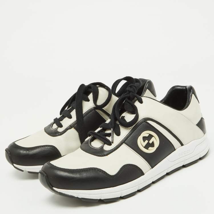 Gucci Black White Leather Miro Sneakers Size