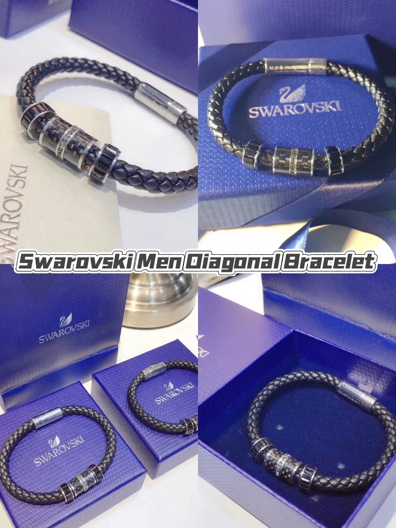 Swarovski diagonal bracelet leather discount