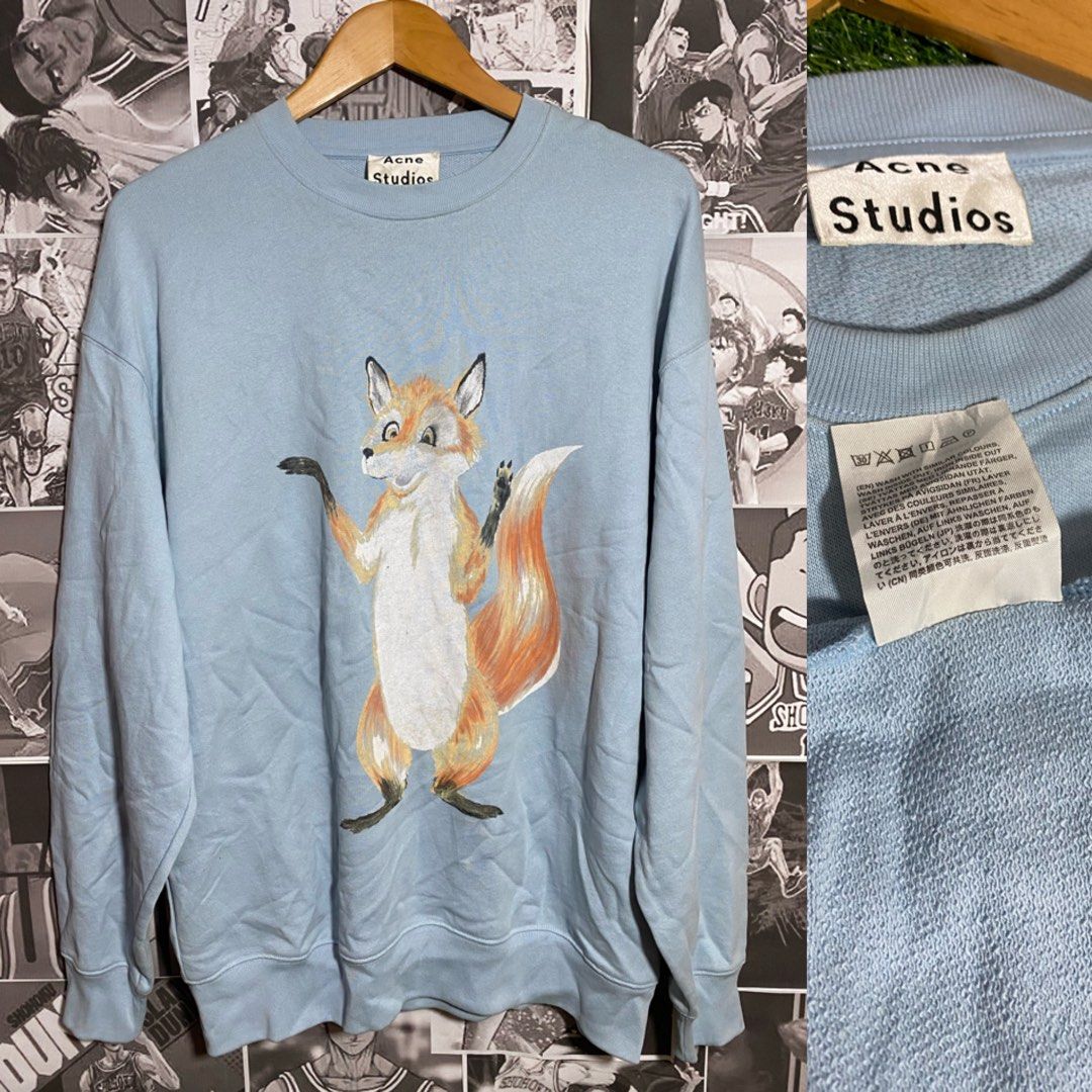 Acne Studios Unisex Crew Neck Sweater Blue Fala Fox Like New Luxury Apparel on Carousell