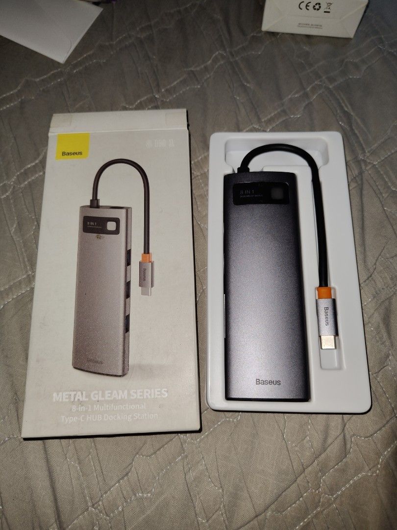 Baseus USB Hub 8in1 (Category: Cables & Adaptors) located in Caloocan City. Submitted by zealwind.6c23d3 (Listing ID 1328682751, Image 1). Description: Hi! Baseus USB hub adaptor • 1 HDMI 3 USB 3.0 1 LAN connector 1 SD card reader 1 TF Slot • 1 100W PD port Selling price: 800 Current price nya sa Baseus Lazmall: 1800 RFS: hindi na nagagamit Within or near Metro Manila lang DM na lang po sa interested. Thanks!!.
