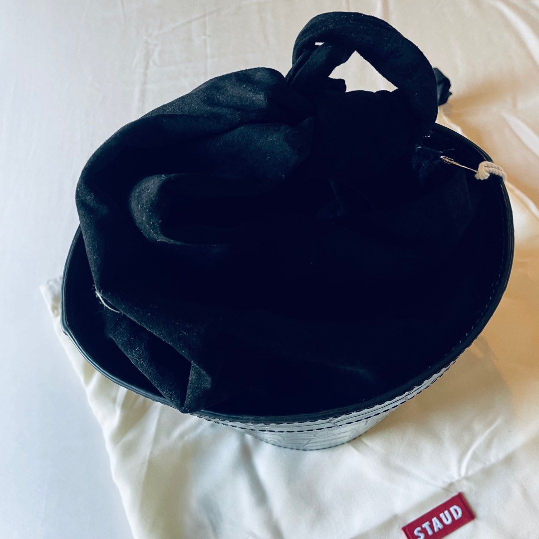 BNWT Original Staud Crocodile Stamped Leather and Suede Britt Bucket Bag
