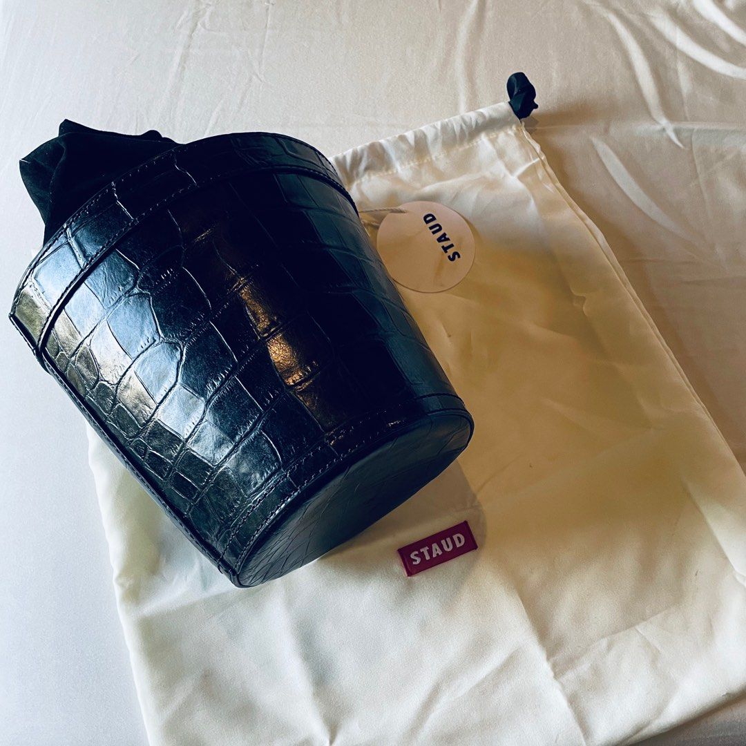 BNWT Original Staud Crocodile Stamped Leather and Suede Britt Bucket Bag