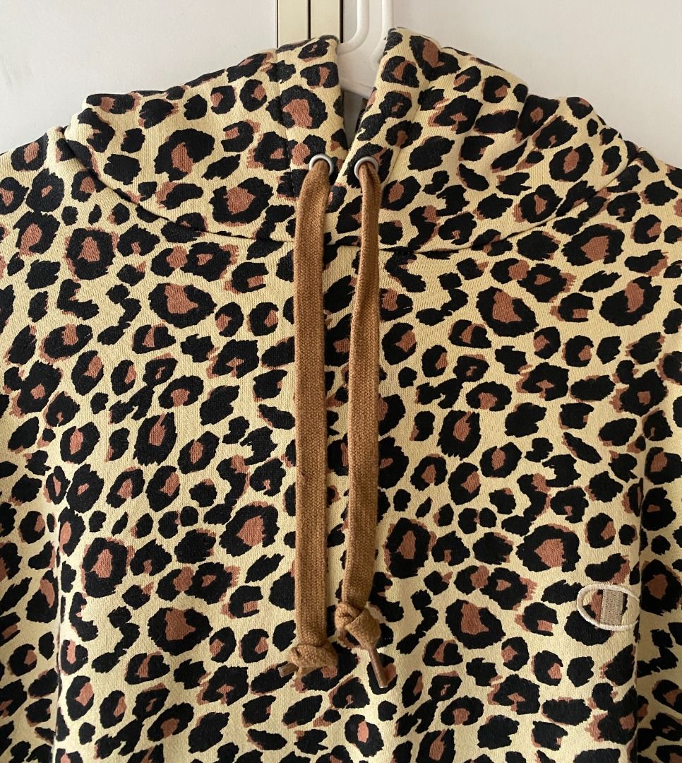 Cheetah print champion hoodie clearance