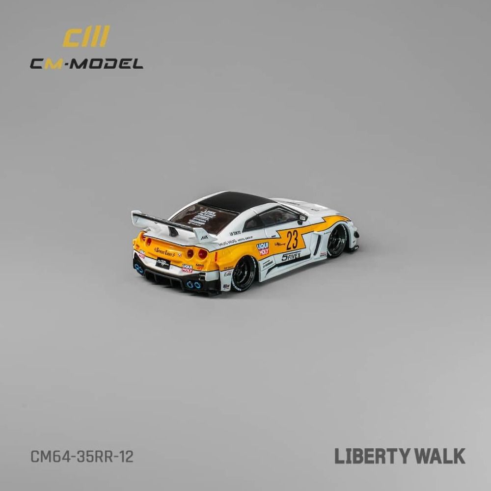 CM Model 1/64 Scale Nissan GT-R R35 LBWK 35GT-RR 3.0 White Flash 23 ...
