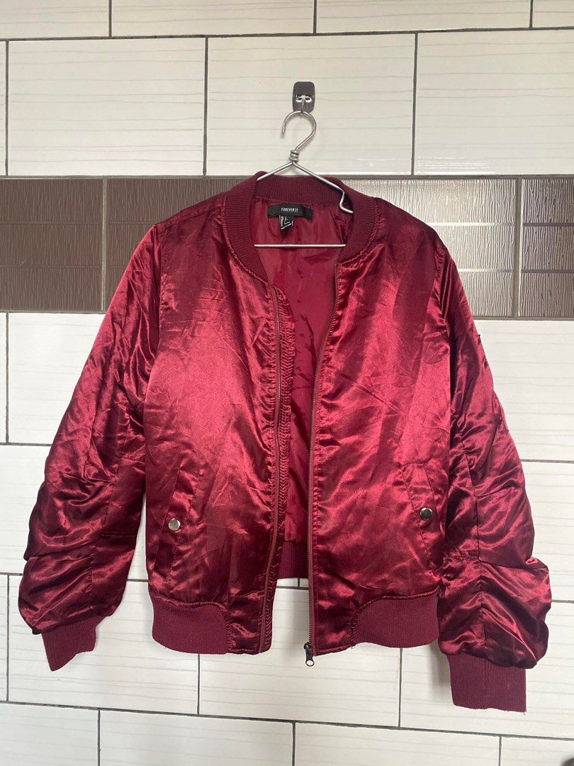 Forever 21 Burgundy Bomber Jacket