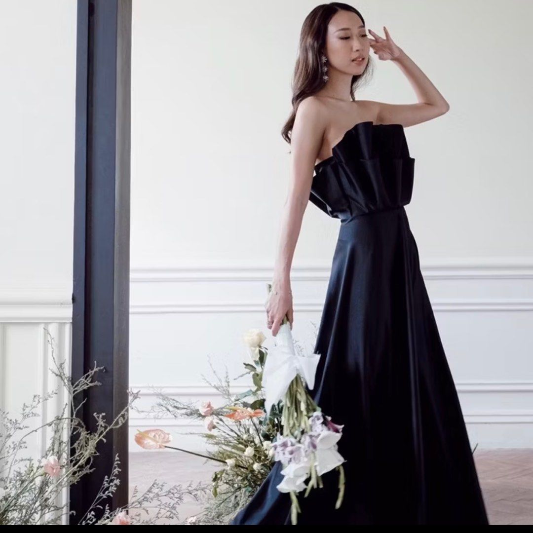 Giea Noa Dress L Long Gown Evening Dress Black Silk Wedding Formal Giea Noa Dress L Long Gown Evening Dress Black Silk Wedding Formal