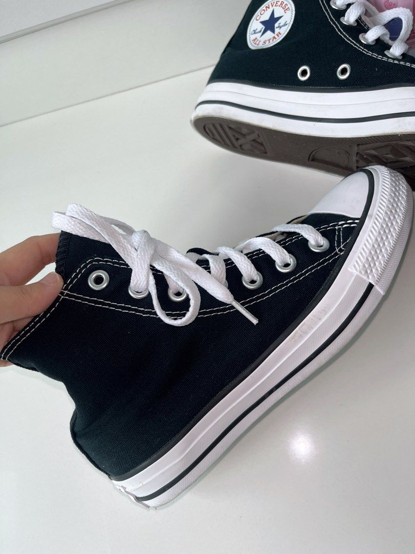 High cut Converse Shoes Black with Free Gift Size 36 for kid woman Women s Fashion Footwear Sneakers on Carousell