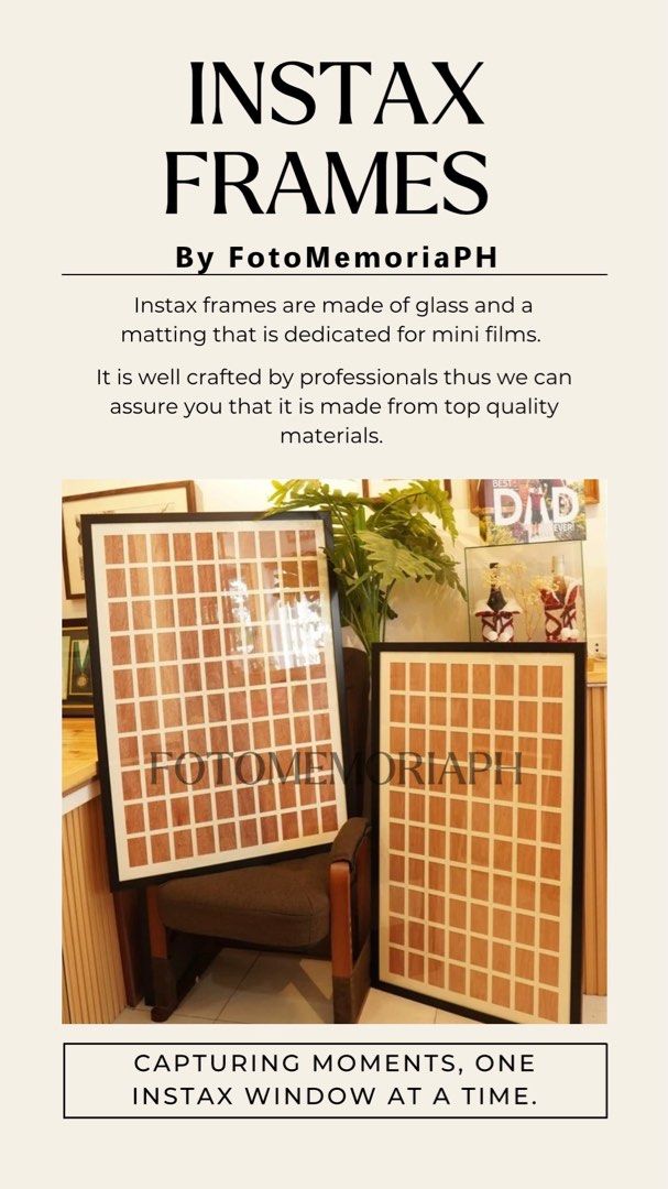 Instax frames (Category: Other Photography Accessories) located in Silang. Submitted by _miffysnoveltyshop (Listing ID 1328610883, Image 1). Description: 80 windows available Message for more info.