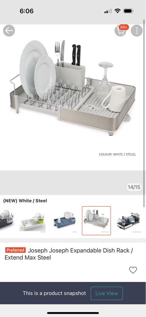 Joseph Joseph Expandable Dish Rack White Steel Furniture Home Living Kitchenware Tableware Other Kitchenware Tableware on Carousell