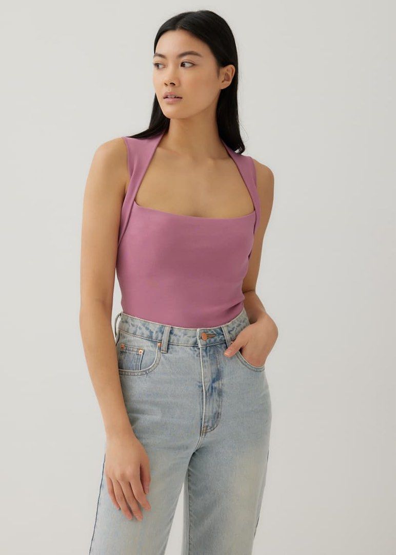 トップス Fold-Over Sleeveless Knit Top Fold-Over Sleeveless Knit Top