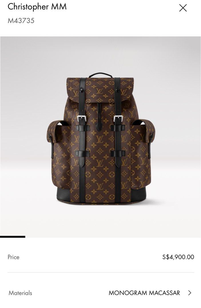 Lv christopher backpack price clearance
