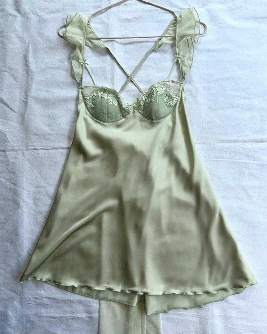 Satin T Shirt Dress Mint Green