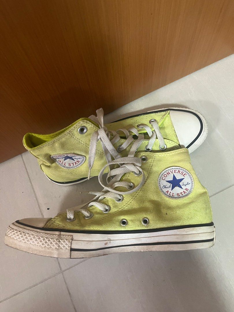 Neon yellow Converse Shoes Women s Fashion Footwear Sneakers on Carousell