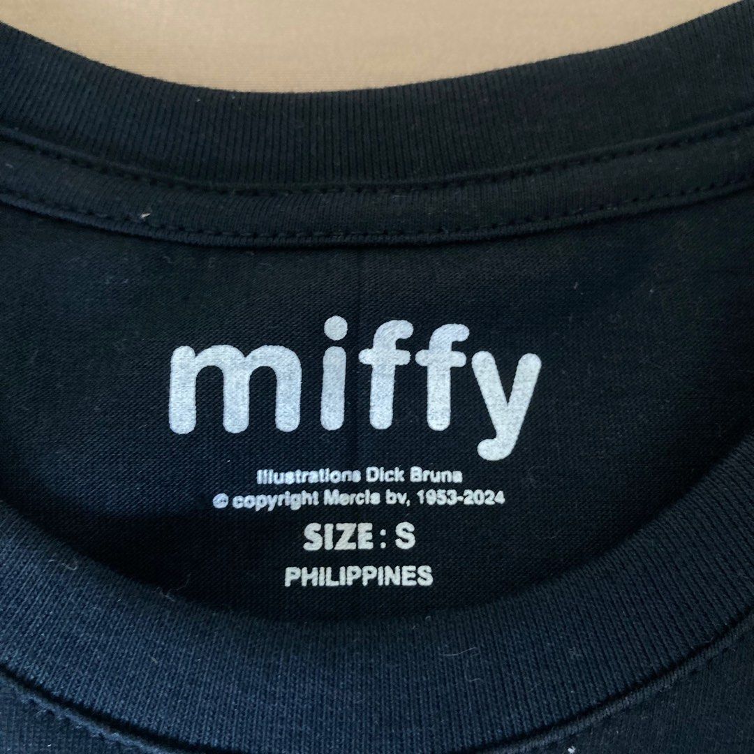 Official Miffy Black Shirt (Category: Shirts) located in Marikina City. Submitted by mlffy (Listing ID 1328616438, Image 2). Description: 🐇 Authentic Miffy by Dick Bruno Merchandise Black Shirt 🏷️ Size S on tag, best fit XS-S womens 🧡 Brand new, RFS bought 2 sizes and picked the size M. 👛 GCash.