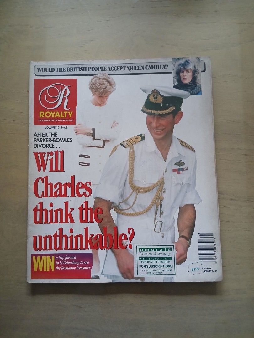 Royalty Vol 13, No 8 March 1995 (Category: Magazines) located in Paranaque City. Submitted by collectibleclutter (Listing ID 1328680759, Image 1). Description: Prince Charles & Princess Diana....