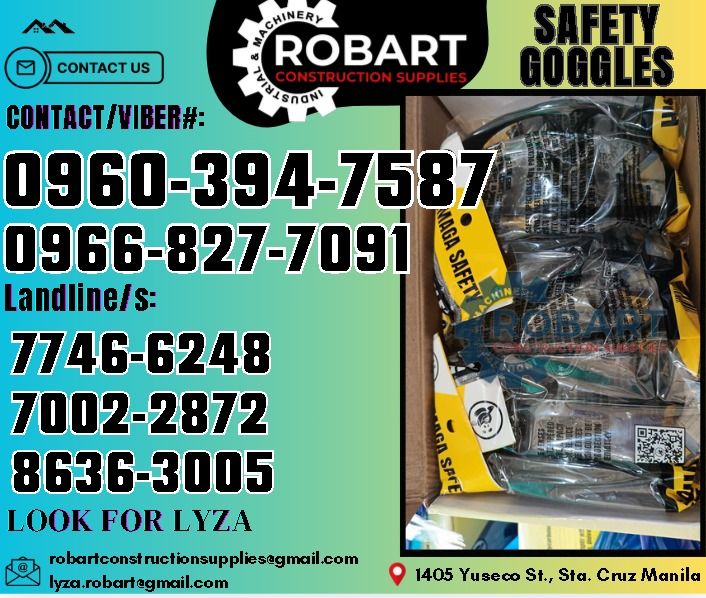 Safety Goggles Spectacle Clear (Category: Construction Tools & Equipment) located in Manila. Submitted by lyzarobart1999 (Listing ID 1328648001, Image 1). Description: Safety Goggles Spectacle Clear 𝑹𝑶𝑩𝑨𝑹𝑻 𝑪𝑶𝑵𝑺𝑻𝑹𝑼𝑪𝑻𝑰𝑶𝑵 𝑺𝑼𝑷𝑷𝑳𝑰𝑬𝑺 𝒪𝒻𝒻𝒾𝒸𝑒 𝒜𝒹𝒹𝓇𝑒𝓈𝓈: 𝟣𝟦𝟢𝟧 𝒴𝓊𝓈𝑒𝒸𝑜 𝒮𝓉. 𝒮𝓉𝒶 𝒞𝓇𝓊𝓏 𝑀𝒶𝓃𝒾𝓁𝒶 ꜱᴇɴᴅ ᴜꜱ ᴍᴇꜱꜱᴀɢᴇ ꜰᴏʀ ɪɴQᴜɪʀɪᴇꜱ ‼️ ‼️ ɢʟᴏʙᴇ: (0966-827-7091) ꜱᴍʀᴛ - (0960-394-7587) ᴠɪʙʀ - (0960-394-7587) ʟᴀɴᴅʟ