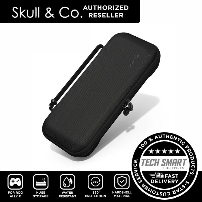 Skull & Co. EDC Carrying Case for ROG Ally & Ally X (Category: Cases & Covers) located in Las Pinas. Submitted by techsmartph (Listing ID 1328673726, Image 1). Description: Available in Black, Denim, Camo, for Ally and Ally X * Hardshell material, water-resistant cover, and velvet interior - provide 360° protection for your ROG Ally X and other accessories. * Storage space - 5 micro card slots and a mesh pocket to store your small accessories. * 