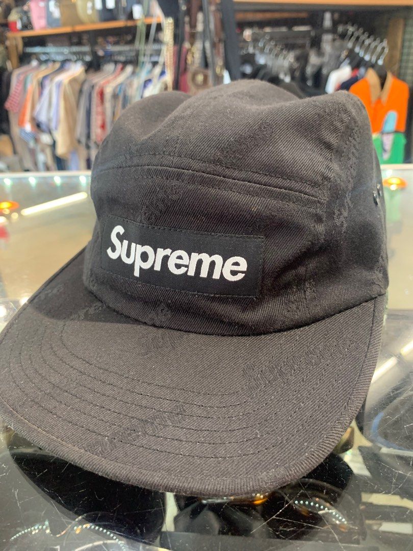 Supreme Jacquard Logos Twill Camp Cap Black hat