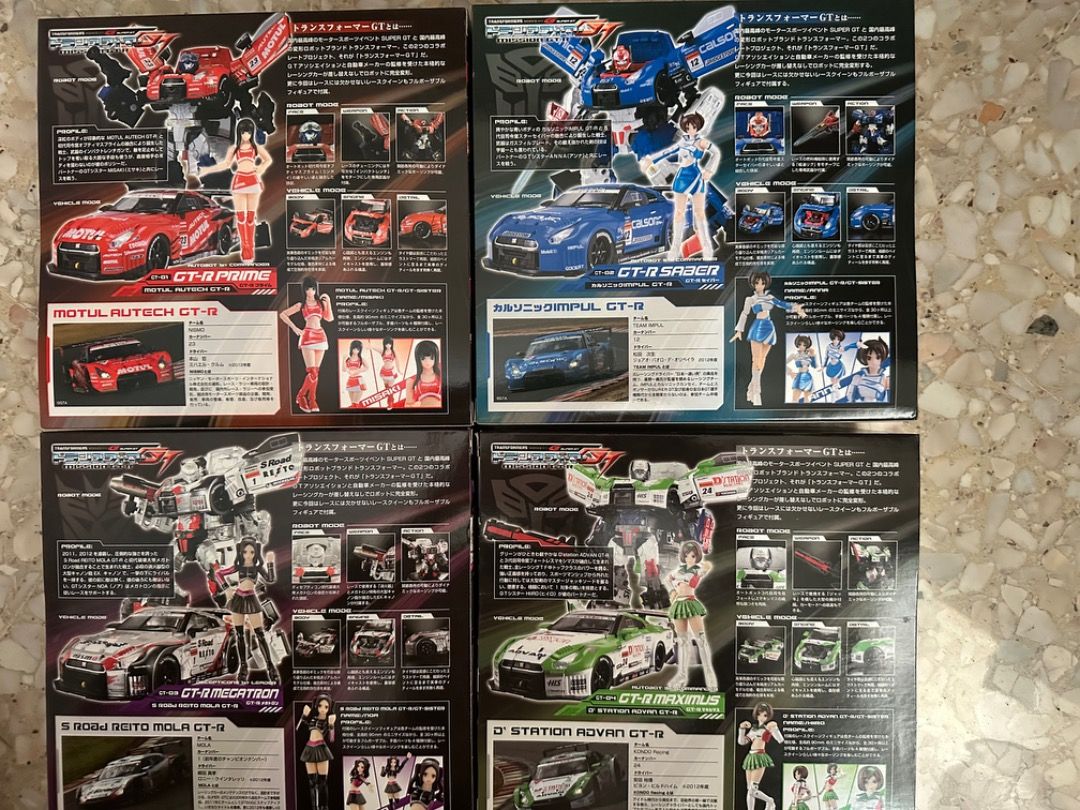 Transformers (Category: Vehicle & Diecast Models) located in Singapore. Submitted by rhpe315911563 (Listing ID 1328628285, Image 2). Description: 30th Anniversary Transformers GTR. Model: GTR GT-01 Prime GTR GT-02 Saber GTR GT-03 Megatron GTR GT-04 Maximus All inGood condition Great toys to own as no longer in production..