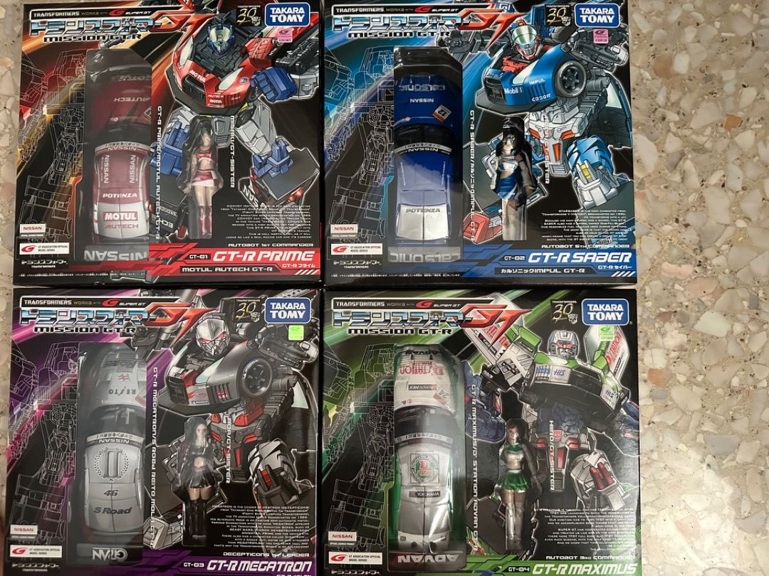Transformers (Category: Vehicle & Diecast Models) located in Singapore. Submitted by rhpe315911563 (Listing ID 1328628285, Image 1). Description: 30th Anniversary Transformers GTR. Model: GTR GT-01 Prime GTR GT-02 Saber GTR GT-03 Megatron GTR GT-04 Maximus All inGood condition Great toys to own as no longer in production..