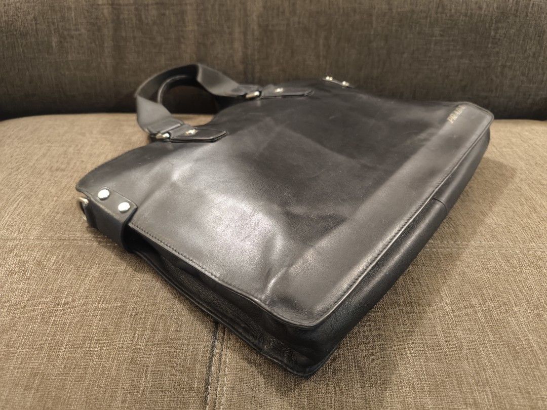 Vintage PreOwned Prada Milano Black Leather Laptop Tablet Documents