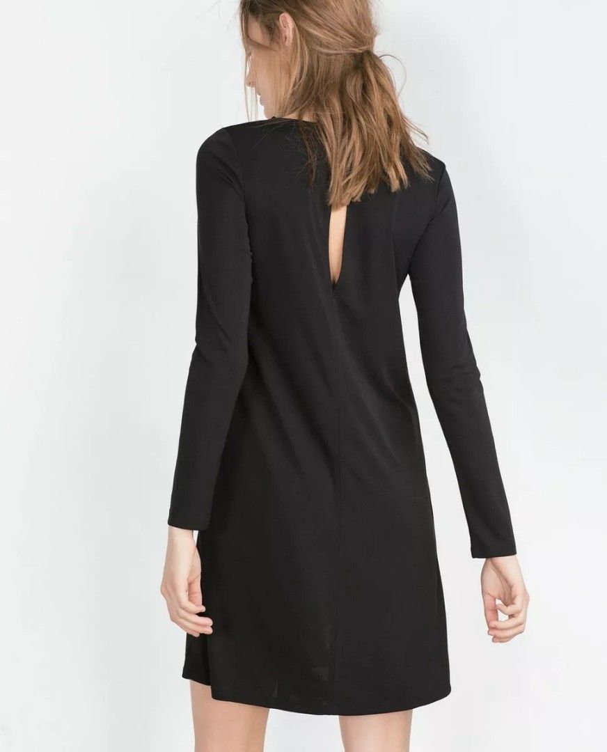 Zara W&B Black Over White Underlay Slit Two Tone Mini Shift Dress