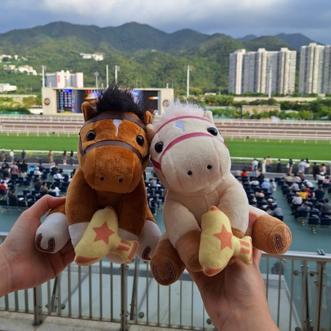 香港賽馬會140週年限量版冠軍獎盃可愛馬仔啡身黑毛/ 白身粉紅